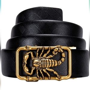 Sliding Automatic Buckle Ratchet Leather Strap scorpion belt